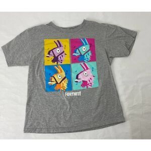 Fortnite Llama Grid Graphic Tee Shirt Gray T-Shirt - Kids Size 10 / 12